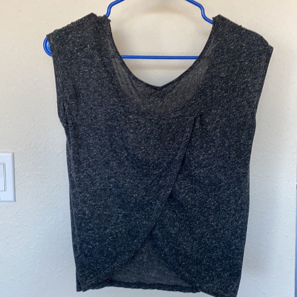 American Eagle Open Back Marled Heathered Grey Top